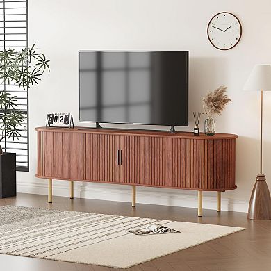 70.1" Modern TV Stand with Sliding Doors & Storage