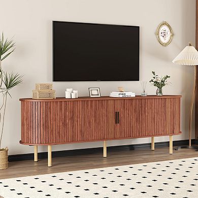70.1" Modern TV Stand with Sliding Doors & Storage