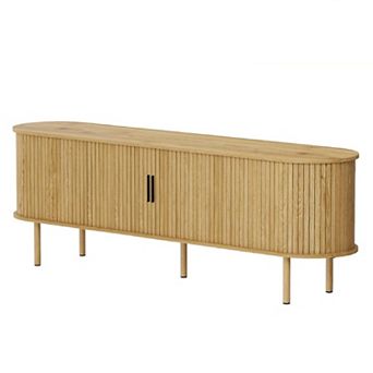 70.1" Modern TV Stand with Sliding Doors & Storage