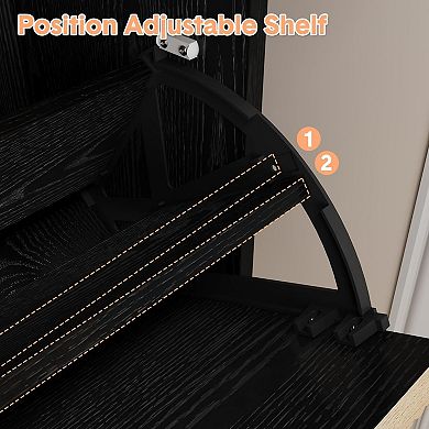 Shoe Storage Cabinet with 4 Flip-Down Doors -Modern Entryway Organizer