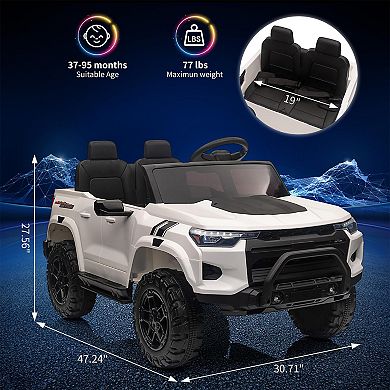 24V Kids Ride-On Truck, 2-Seater Electric Car with Parent Remote Control, LED Lights, Bluetooth