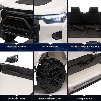 24V Kids Ride-On Truck, 2-Seater Electric Car with Parent Remote Control, LED Lights, Bluetooth