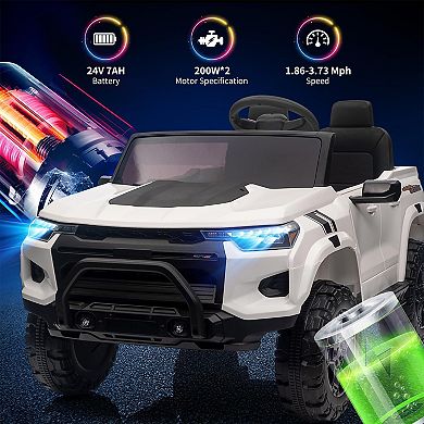24V Kids Ride-On Truck, 2-Seater Electric Car with Parent Remote Control, LED Lights, Bluetooth