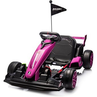 24V Go Kart for Kids 6+ with Dual 200W Motors, 8 MPH High Speed, Adjustable Length & 14.3" Wide Seat