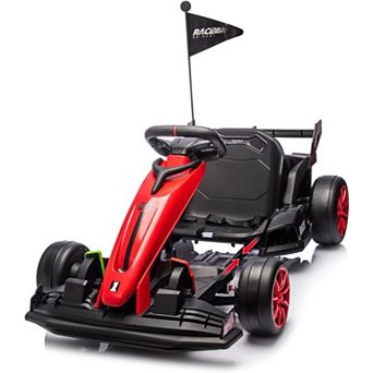 24V Go Kart for Kids 6+ with Dual 200W Motors, 8 MPH High Speed, Adjustable Length & 14.3" Wide Seat