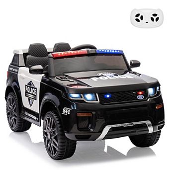 12V Kids Electric Police Car with Remote Control, Dual 30W Motor, SirensBattery Powered Ride-On Toy
