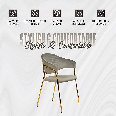 Bella Dining Chair Upholstered in Leather or Velvet in Gold Base Set of 4