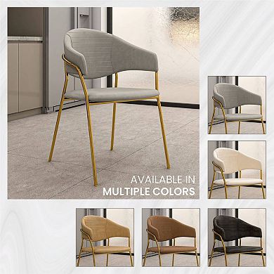 Bella Dining Chair Upholstered in Leather or Velvet in Gold Base Set of 4