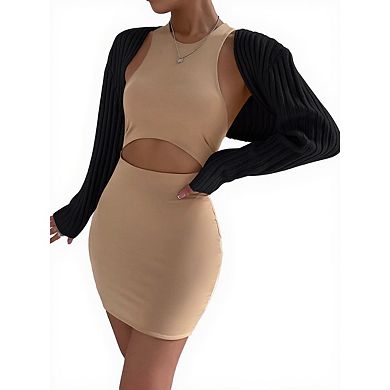 Women's Cardigan Shrugs Long Sleeve Knit Cropped Top