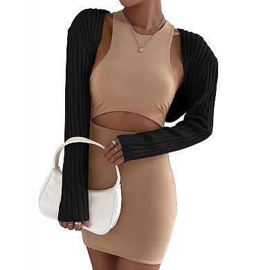 Women's Cardigan Shrugs Long Sleeve Knit Cropped Top