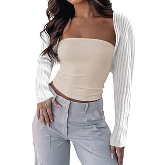 Women's Cardigan Shrugs Long Sleeve Knit Cropped Top