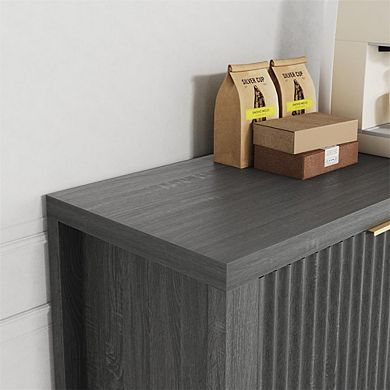 59" TV Stand for TVs Up to 65 Inches, Mid Century Modern with Storage Cabinets & Open Shelves