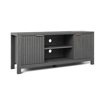 59" TV Stand for TVs Up to 65 in Mid Century Modern with Storage Cabinets & Open Shelves