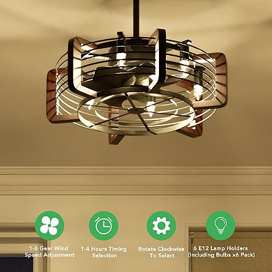 Caged Ceiling Fans With 6 Led Lights