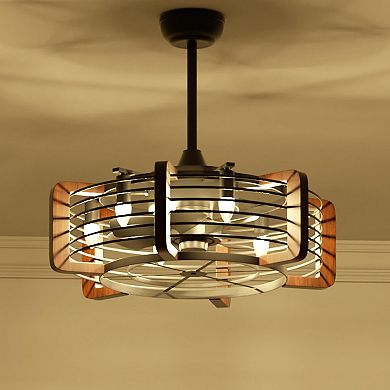 Caged Ceiling Fans With 6 Led Lights