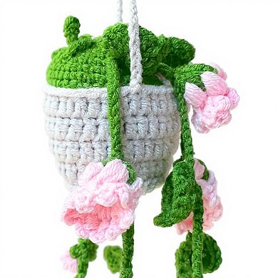 Handmade Crochet Hanging Flower Basket Decoration with Blooming Details
