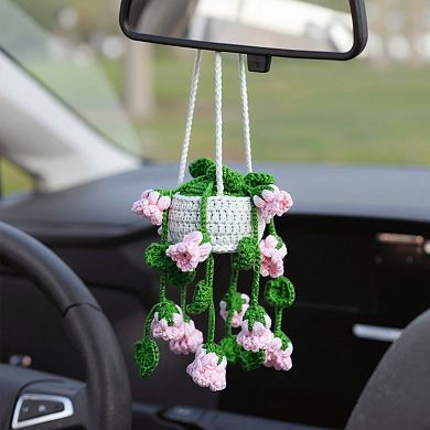 Handmade Crochet Hanging Flower Basket Decoration with Blooming Details