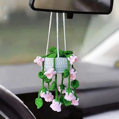 Handmade Crochet Hanging Flower Basket Decoration with Blooming Details