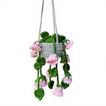 Handmade Crochet Hanging Flower Basket Decoration with Blooming Details