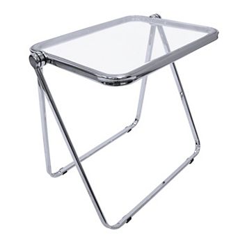 Leisuremod Lawrence Square Folding End Table With Plastic Top And Iron Frame