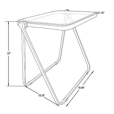 Leisuremod Lawrence Square Folding End Table With Plastic Top And Iron Frame