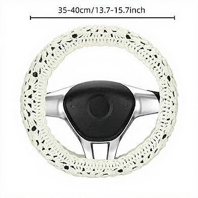 Handcrafted Crochet Steering Wheel Cover and Seat Belt Pad Set