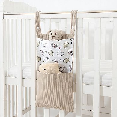 Hanging Wall Organizer with Corduroy Pocket and Animals Print Design