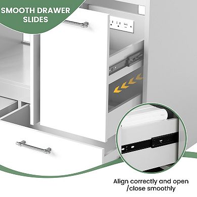 48'' W Freestanding Bathroom Vanity With Cultured Marble Sink,Soft-Close System,Easy Assembly