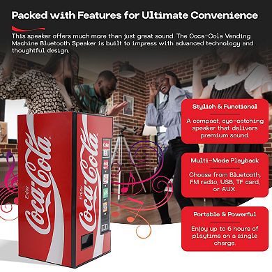 Coca-Cola Vending Machine Shaped Bluetooth Speaker with drink Option Function Buttons