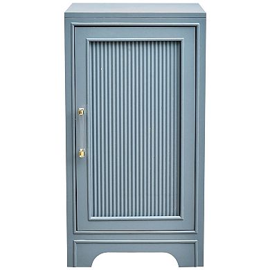 eHemco Azure Grey Fluted End Table, Side Table with Storage, Modern Retro Style