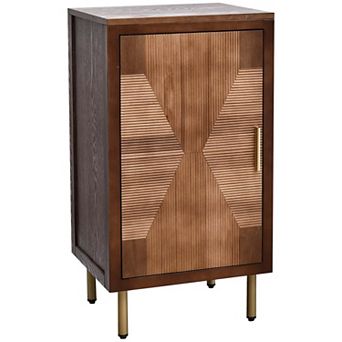 eHemco Modern End Table with Storage Shelf, Two-toned Ribbed Parquet Design