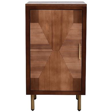 eHemco Modern End Table with Storage Shelf, Two-toned Ribbed Parquet Design