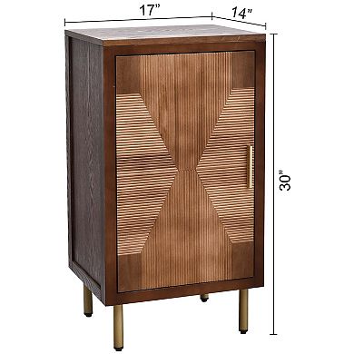 eHemco Modern End Table with Storage Shelf, Two-toned Ribbed Parquet Design