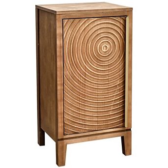 eHemco Geometric Ripple End Table with Storage, Indoor Living Room Furniture, Natural Finish