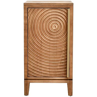 eHemco Geometric Ripple End Table with Storage, Indoor Living Room Furniture, Natural Finish