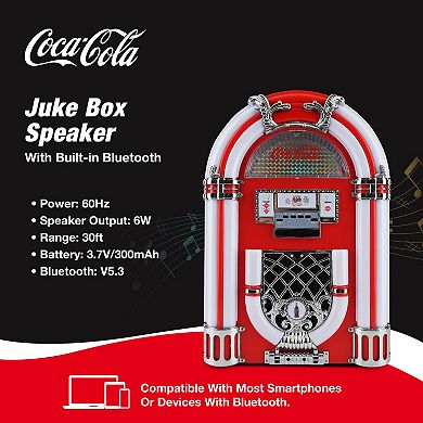 Coca-Cola Large Juke Box Bluetooth Speaker with Led Color Changing Lights and FM Radio Mode