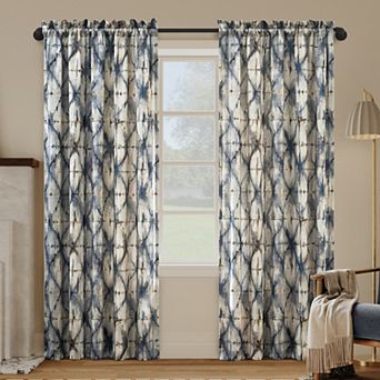 No. 918 Keaton Geometric Watercolor Room Darkening Rod Pocket Curtain Valance