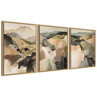 Sylvie Tonal Mountains - 3 pc Framed Canvas Art Set by Amy Lighthall