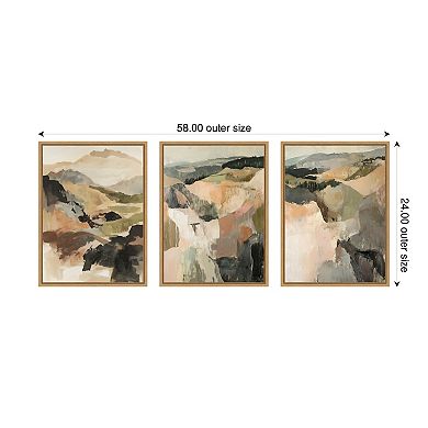 Sylvie Tonal Mountains - 3 Piece Framed Canvas Art Set by Amy Lighthall