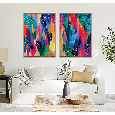 Sylvie EV Brushstroke 128 Left and Right Framed Canvas Art Set by Jessi Raulet of Ettavee