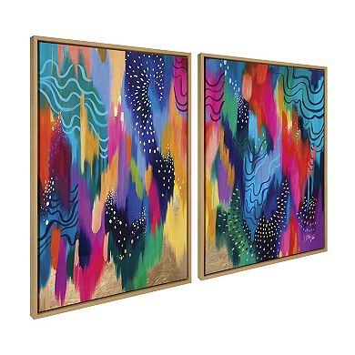 Sylvie EV Brushstroke 128 Left and Right Framed Canvas Art Set by Jessi Raulet of Ettavee