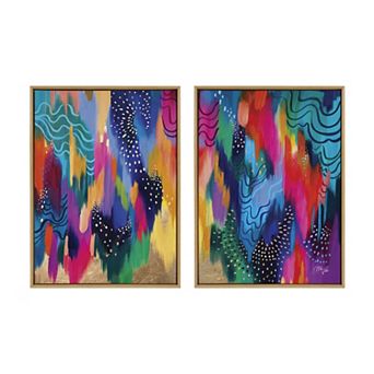 Sylvie EV Brushstroke 128 Left and Right Framed Canvas Art Set by Jessi Raulet of Ettavee