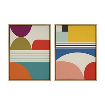 Sylvie Mid Century Modern Patterns Framed Canvas Art Set by Rachel Lee of My Dream Wall