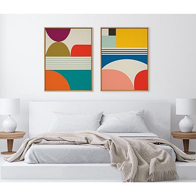 Sylvie Mid Century Modern Patterns Framed Canvas Art Set by Rachel Lee of My Dream Wall