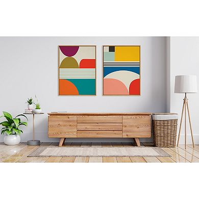 Sylvie Mid Century Modern Patterns Framed Canvas Art Set by Rachel Lee of My Dream Wall