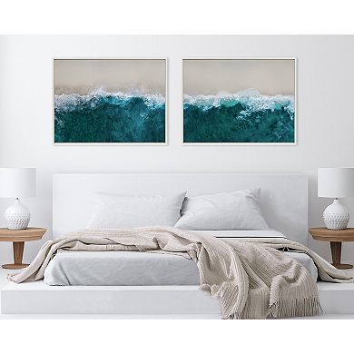 Sylvie Waves Crashing on the Beach 1 and 2 Framed Canvas Art Set by The Creative Bunch Studio