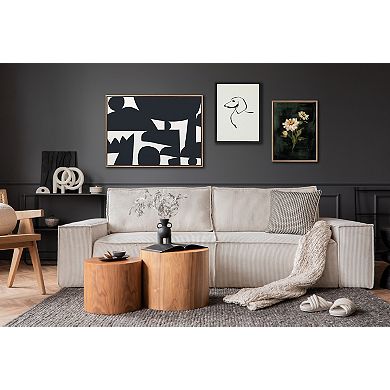 Sylvie Beaded White Zinnia Framed Canvas by Annie Quigley