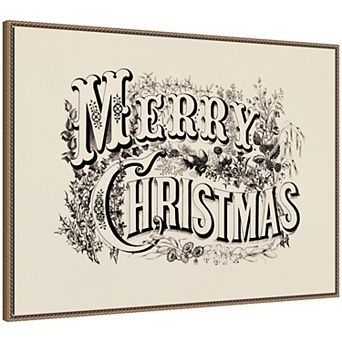 Sylvie Vintage Merry Christmas Typography Framed Canvas by Corinna Buchholz of Piddix