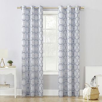 No. 918 Lido Global Inspired Medallion Semi-Sheer Grommet Single Window Curtain Panel