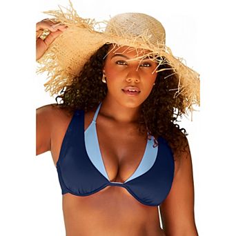 Swimsuits for All Women's Underwire Shimmer Peekaboo Bikini Top